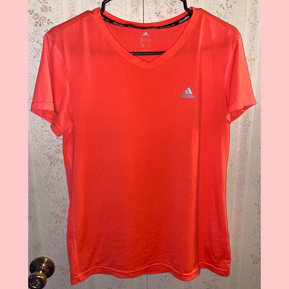 Adidas Orange V-Neck T-Shirt